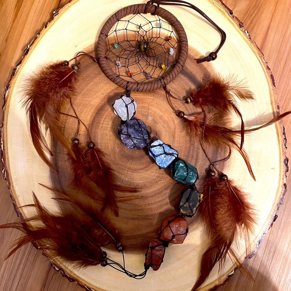 Beautiful genuine stone chakra dream catcher.  Picture don’t do it justice !